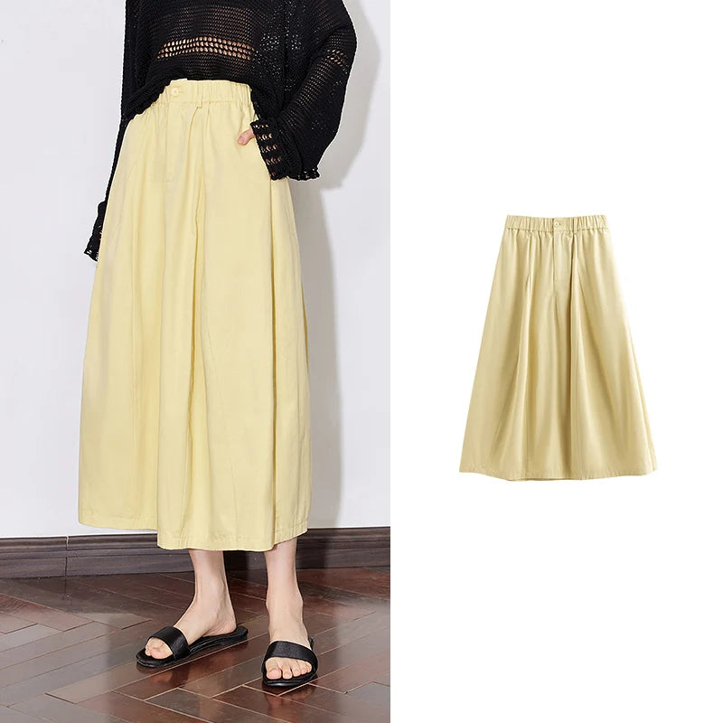 Toyouth Women's Cotton A-Line Midi Skirt | S–XL