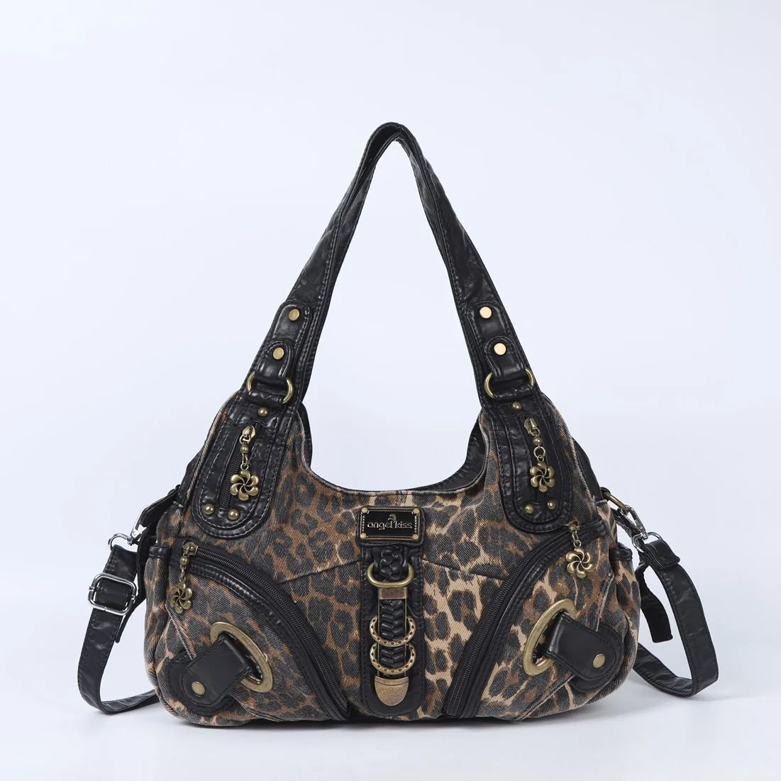 Angel kiss Women Handbags Fashion Shoulder Bag Large Black Tote Top-handle Shopping Pack Multiple Pockets Satchel Lady  Purse