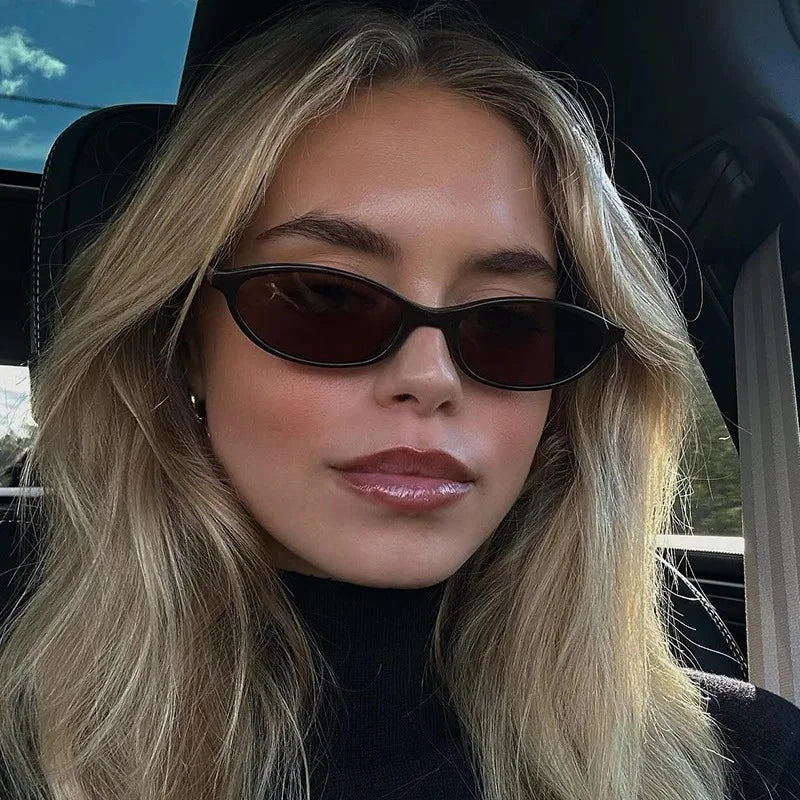Vintage Small Frame Oval Sunglasses – Black Round Designer Style, Unisex Cool Eyewear for Men & Women, Fashion Circular UV Sun Glasses