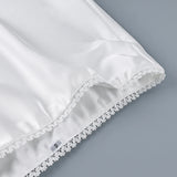 Linad White Satin Layered Lace Mini Skirt