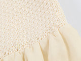 Summer minimalist style V-neck slim fit structured knit short sleeved knitted jacket with suspender short top and half skirt