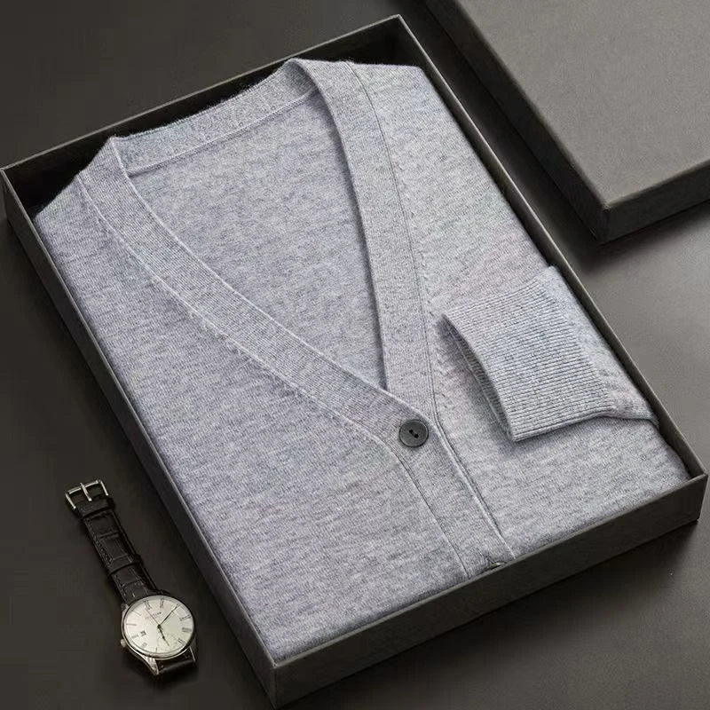 Men's Premium V-Neck Button-Down Cardigan Sweater