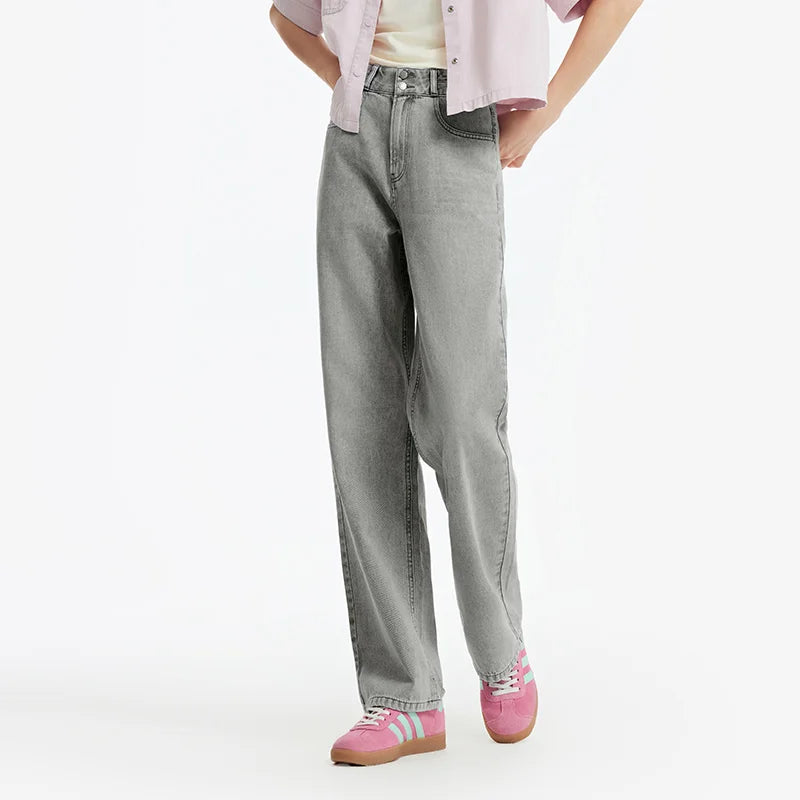 Women's Soft Denim Mid-Rise Wide-Leg Jeans