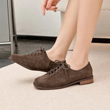 AIYUQI Women's Genuine Leather Lace-Up Oxford Loafers