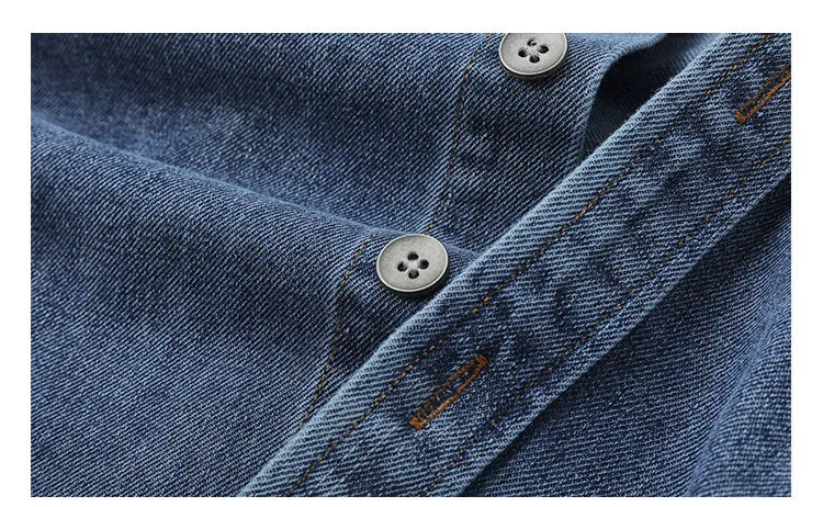 Mens High Quality Custom Weave Slub Deconstructed Patchwork Denim Shirt Trendy Distressed Wash Streetwear Casual Long Sleeve