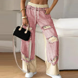 Women’s Casual Patchwork Drawstring Jeans