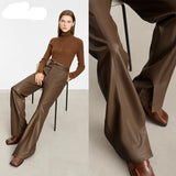 Minimalist Straight-Leg PU Leather Trousers