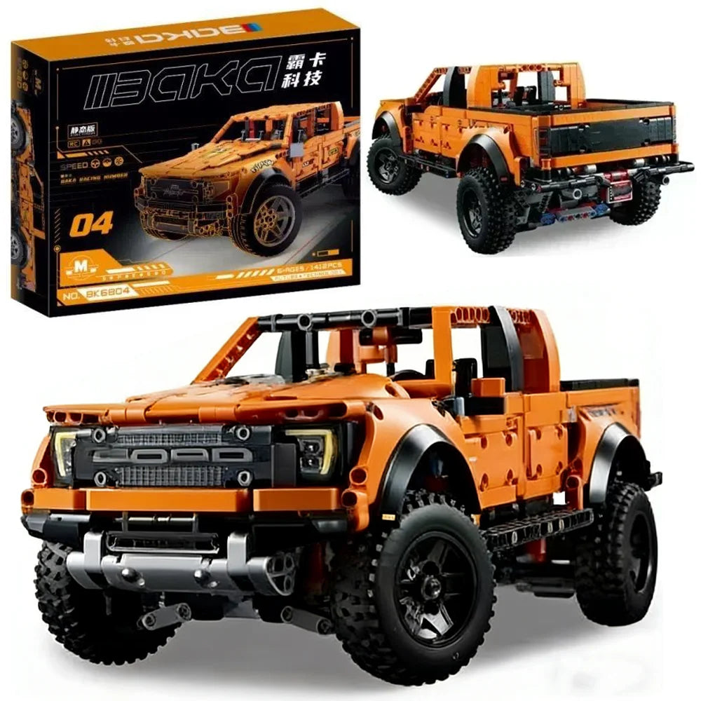 1300+PCS Tech Raptors Pickup Truck Race Car Building Block Kit Compatible MOC Creative DIY Vehicle Bricks Toys Gift Teens Adults