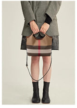 Leather plaid handbag, large-capacity mother bag, shopping basket, one-shoulder handbag
