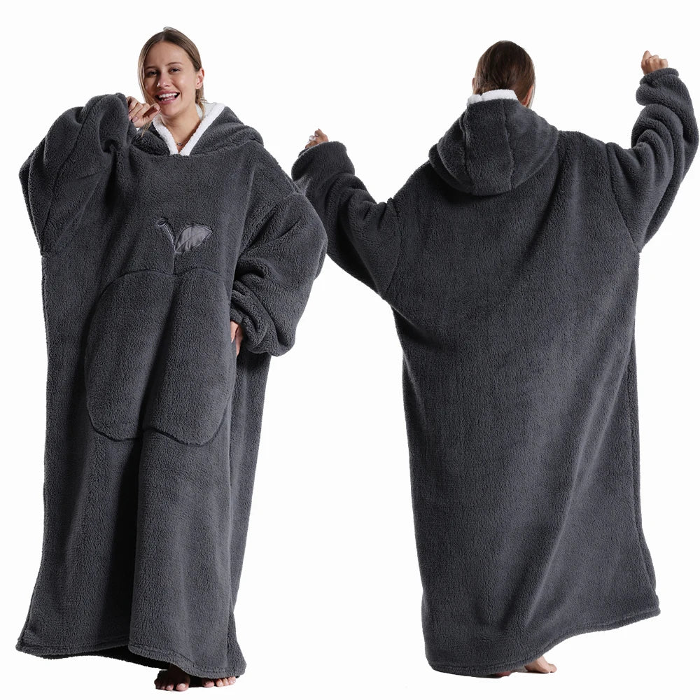 Extra Long Hooded Wearable Blanket