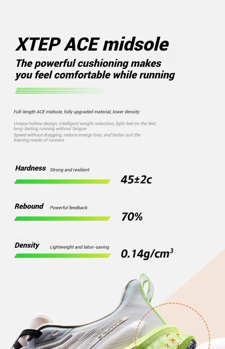 Xtep Men's Running Shoes 2000km 3.0 2025 Spring Lightweight Cushioned Wear-Resistant Training Jogging Sneakers 875119110032