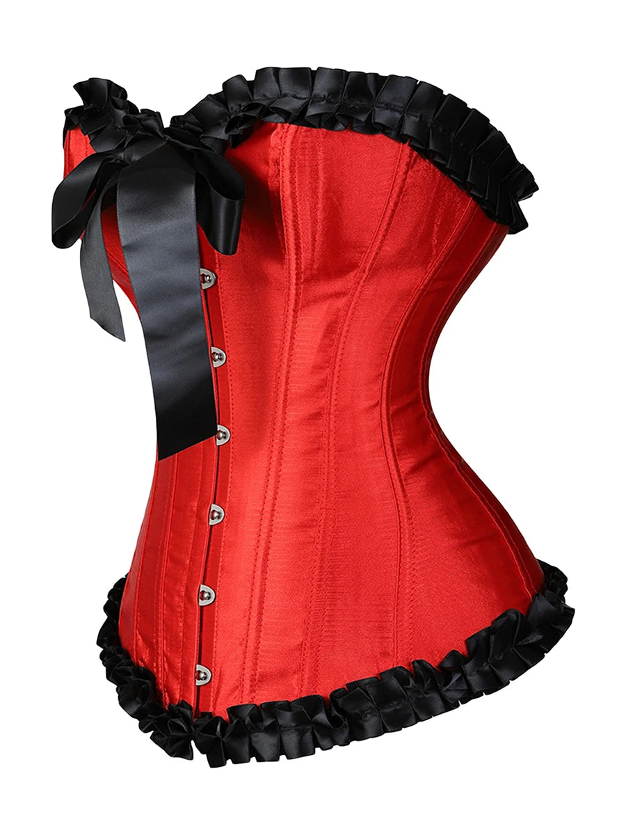 Contrast Ruffled Corset Tube Top