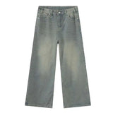 Retro Washed Wide-Leg Denim Trousers
