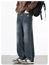 Spring Autumn American Retro Straight Jeans Men Streetwear Korean Fashion Loose Baggy Wide Leg Denim Pants Male Casual Trousers