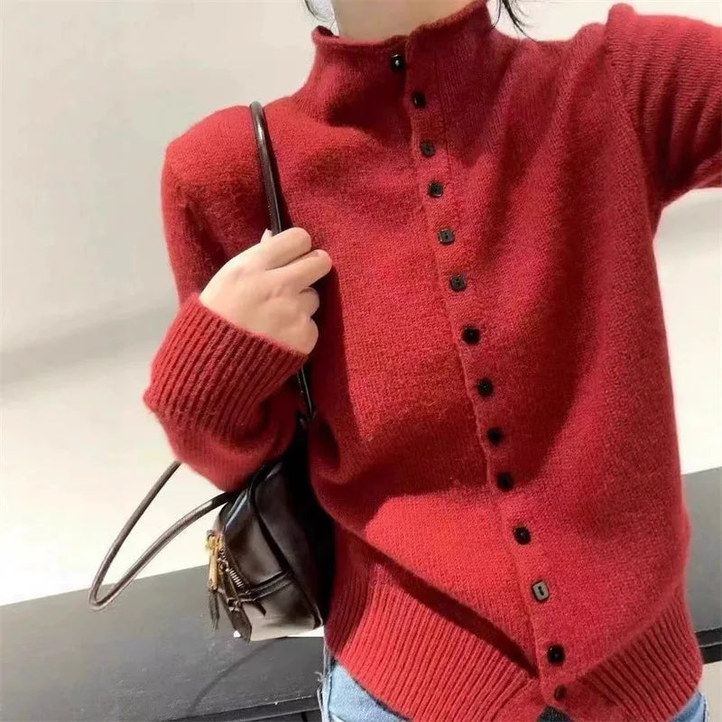 Women's Stand Collar Knit Cardigan Sweater