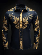 New Orange Bottom Geometric Diamond Wings Printed Men's Long Sleeve Shirt with Collar and Satin Shirt Clothing