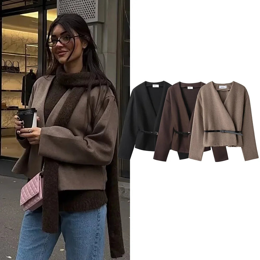 Elegant Belted Wrap Jacket