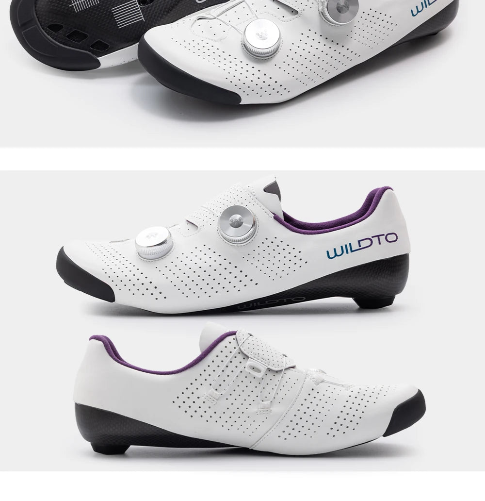 WILDTO Carbon Fiber Sole Cycling Shoes Hardness10 Wear Resistant Road Riding Sneakers Mens Thermoplastic Adjustable Bicyle Shoes