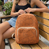 Gothic Skull Allover Print Women Fashion Backpack Corduroy Multi-pocket Large Capacity Commuter Bag