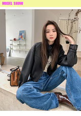 Natural Sheepskin Coat Women Autumn European and American Fashion Short Motorcycle Casual High Quality Hand-Woven Leather Jacket