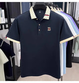 B Letter Embossed Short Sleeve Polo Shirt for Men