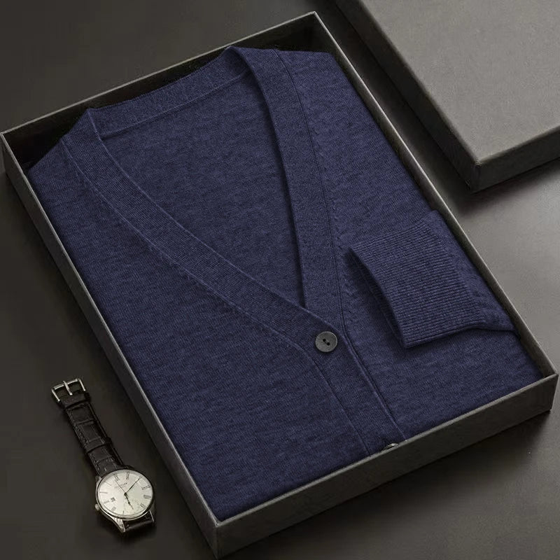 Men's Premium V-Neck Button-Down Cardigan Sweater
