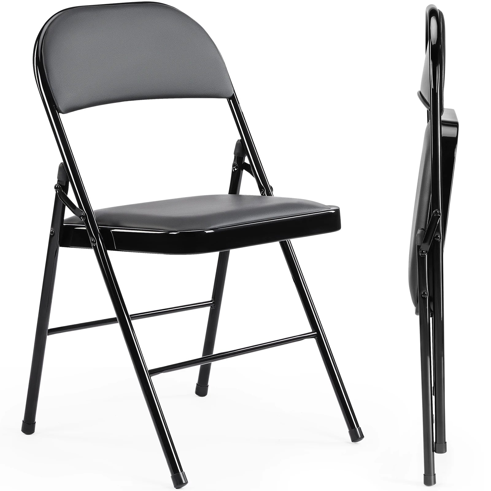 JHK Faux Leather Folding Chair Set of 2 | Elegant & Sturdy