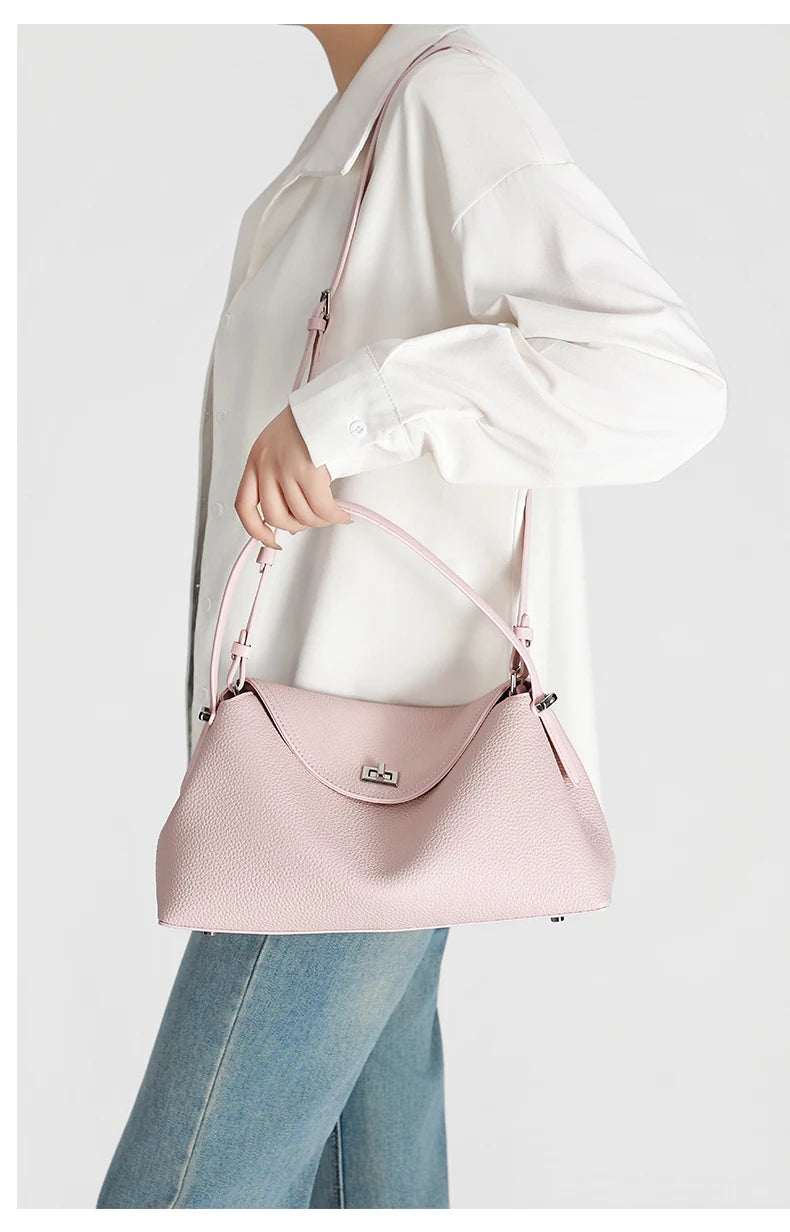 Women's genuine leather handbag fashionable retro designer luxury bag high-quality cowhide large capacity casual shopping bag