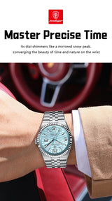 POEDAGAR Fashion Exquisite Men Wristwatches Waterproof Luminous Date Luxury Man Watch Stainless Steel Quartz Men's Watches Reloj