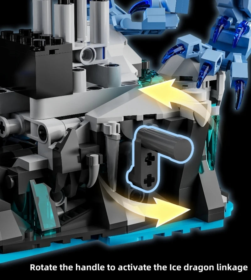 FUNXINEE 1676Pcs Premium Ice Dragon Bricks Advanced Building Challenge Light Glowing Eyes Moving Joints MOC Collectible Gift