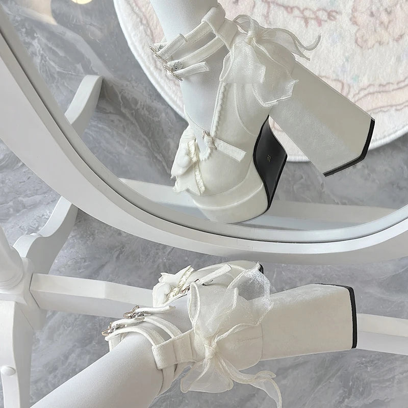 Women's Platform Mary Jane Pumps | Butterfly Strap Heels