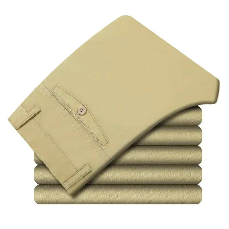 Men's Cotton Straight-Leg Casual Trousers
