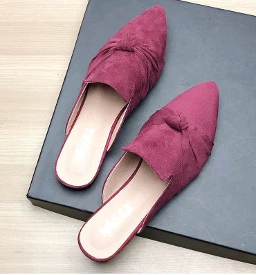 Female Simple Sewing Plain Shoes Outdoor Pointy Toe Slides Camel Blue Soft Sole Wide Fitting 48-33 2022 New Arrivals De Mujer