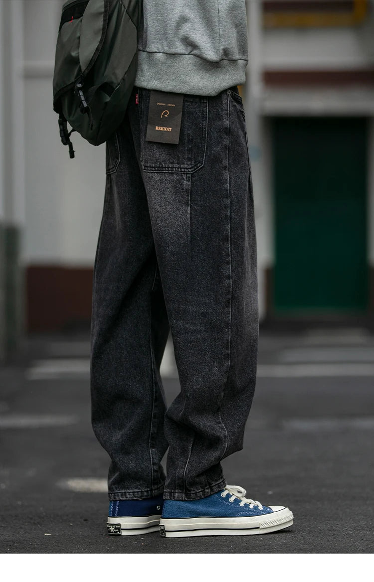 Men's Loose Fit Denim Cargo Jeans