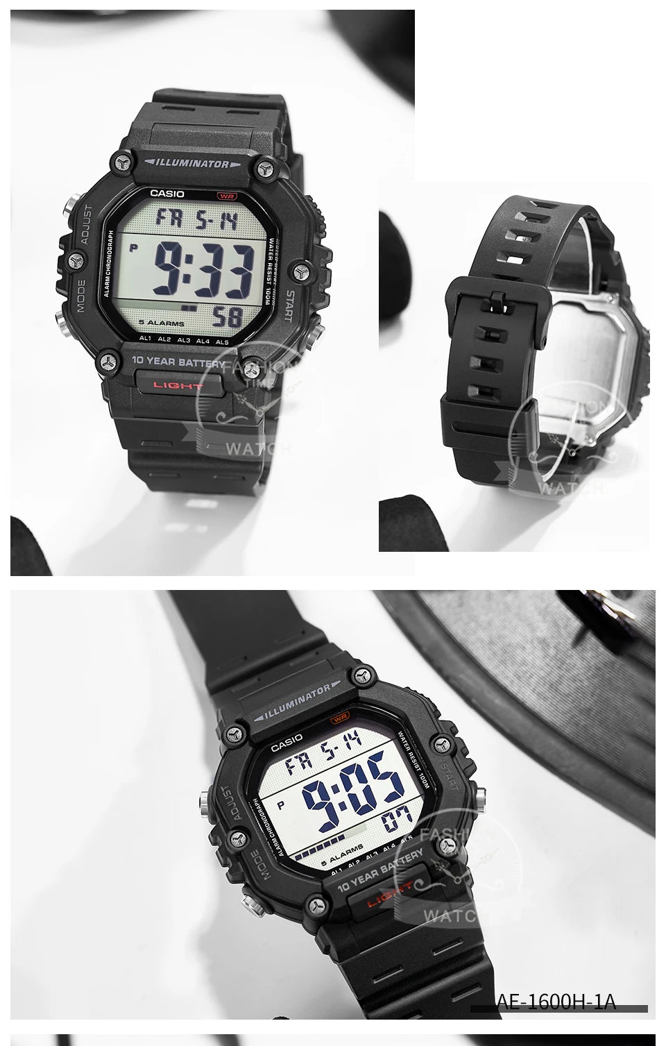 Casio Men’s Sport Digital Watch | 100M Water Resistant & Multi-Time Zone | AE-1600H-1A