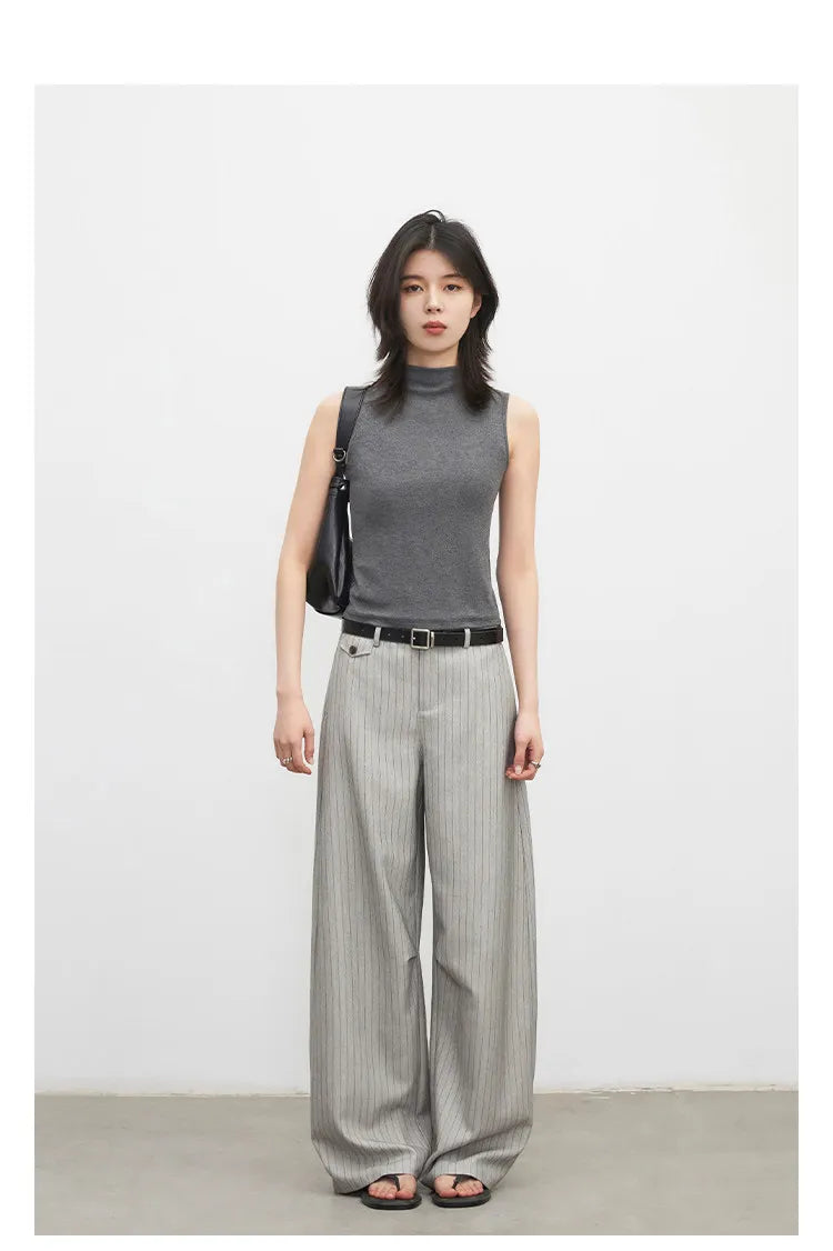 Women's Herringbone Wide-Leg Office Trousers