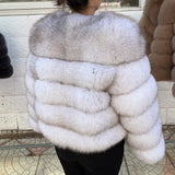 Genuine Fox Fur & Leather Winter Coat
