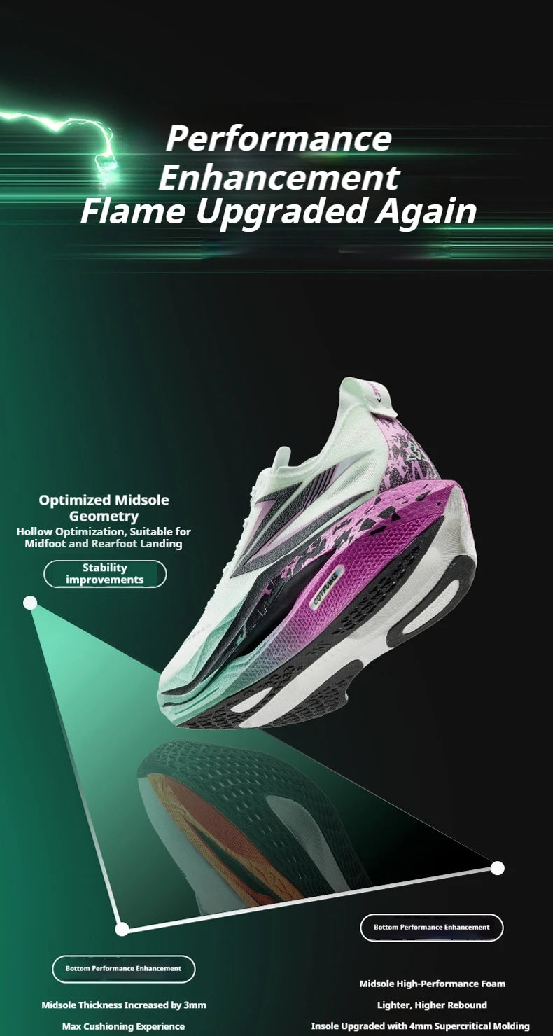 361 Degrees Flame 5 Men's Running Shoes Carbon Plate Breathable Stable Rebound Grippy Durable Marathon Male Sneakers 672612213