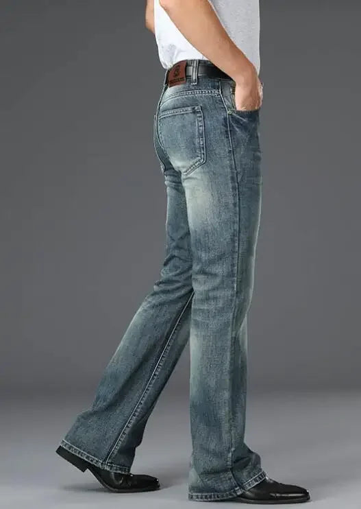 Men's Flared Jeans with Mid-Rise Waist