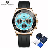 PAGANI DESIGN New Gold Blue Luxury Quartz Watch For Men Gift Box VK63 Movt Chronograph Sapphire Crystal Stainless Steel Watch
