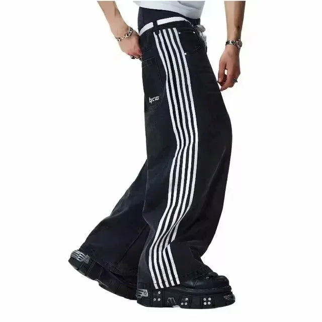 Alien Pattern Wide-Leg Hip-Hop Jeans