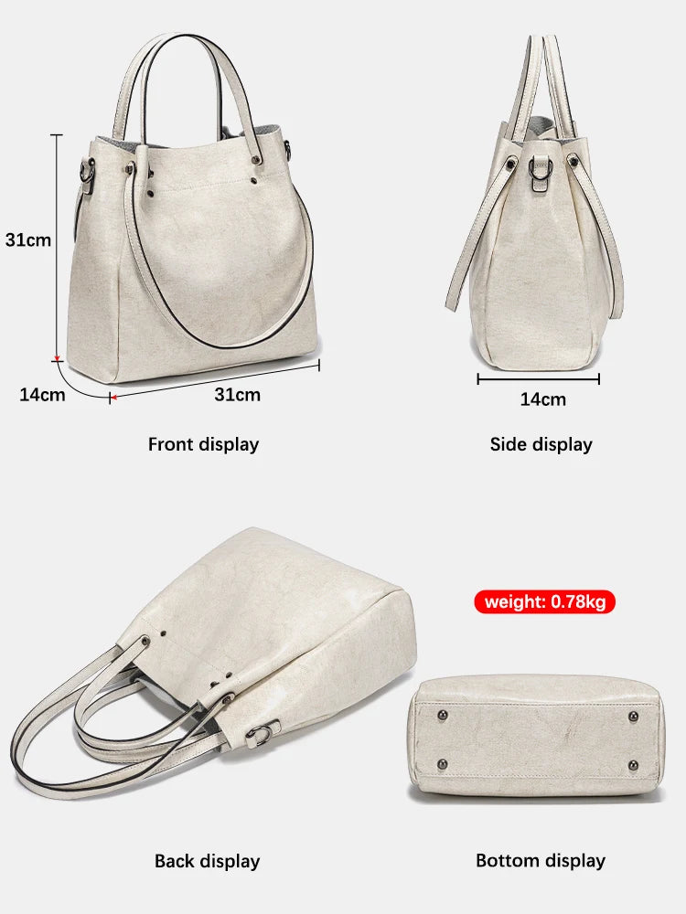Zency Fashion Multifunctional Tote Handbag For Women 100% Genuine Leather Shoulder Crossbody Large Shopper Bag Underarm Red bag