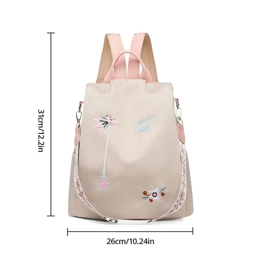 Women Oxford Backpack Casual Embroidery Bag Designer Female Large Capacity Travel Waterproof Handbag Shopping Knaps School Bag