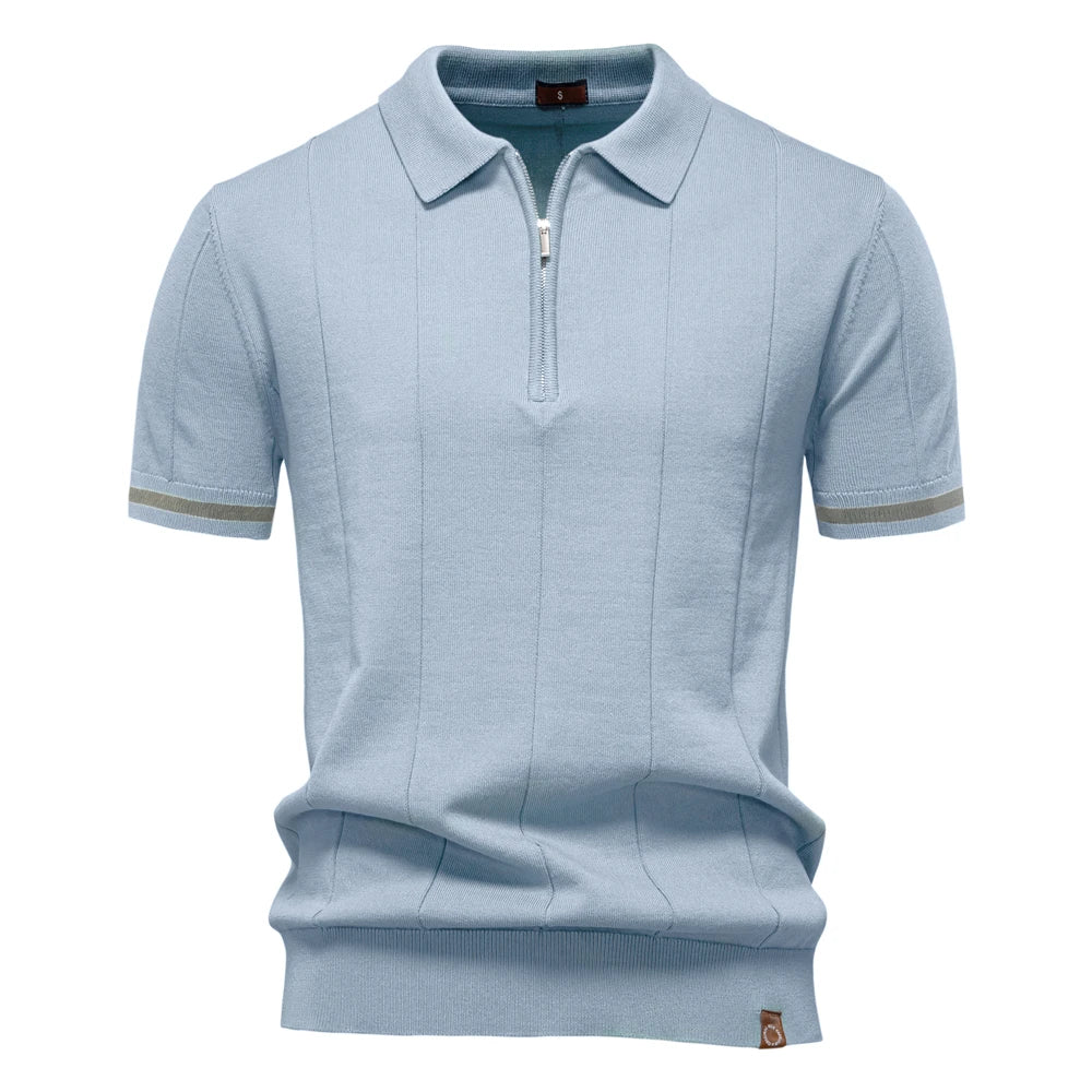 AIOPESON Men's Slim Fit Zipper Polo Shirt | Sport & Office