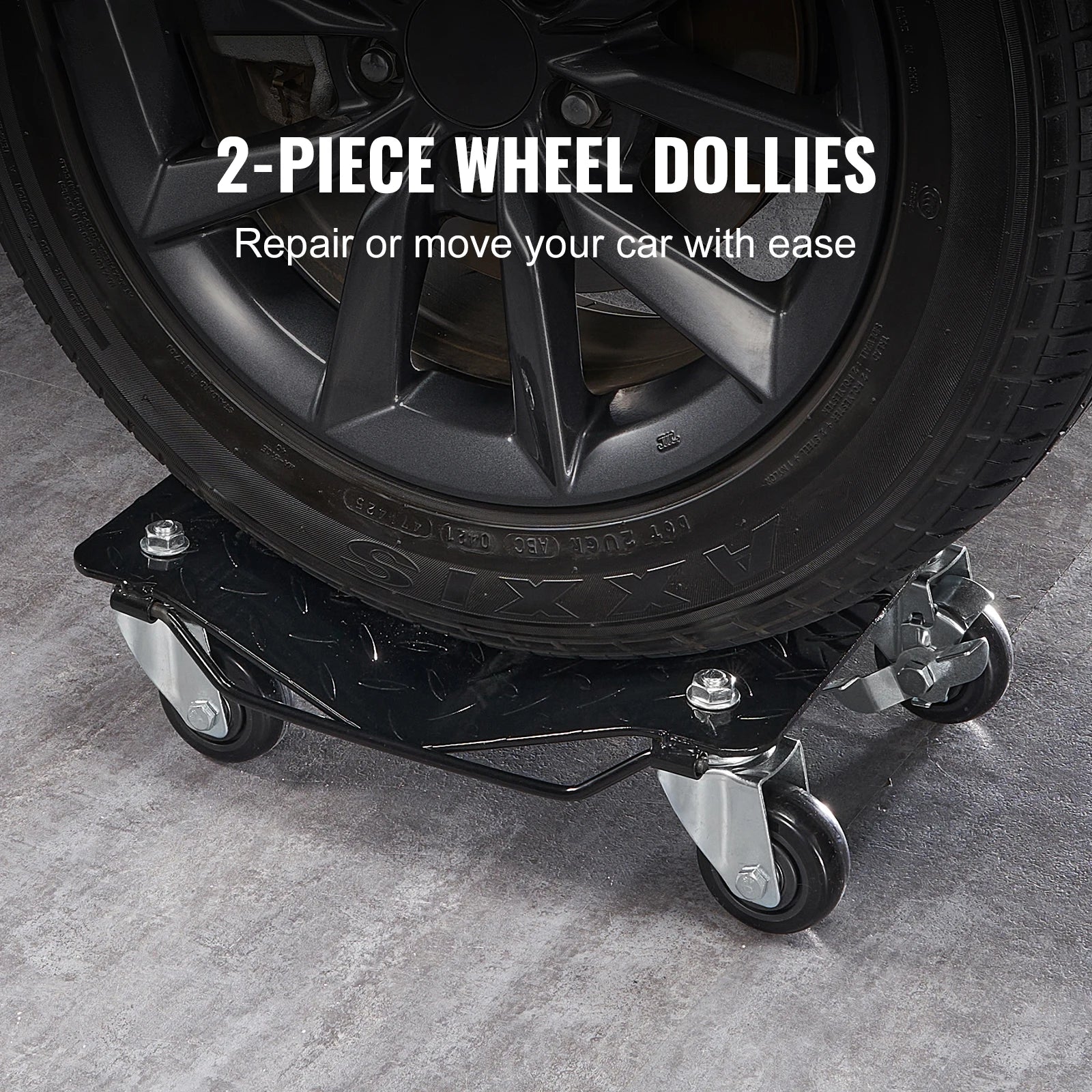 SucceBuy Car Tire Wheel Trolley Dollies 2/4PCS 1500lb Weight Capacity Vehicle Skate Moving Tire with 4 Casters Auto Repair Mover