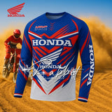 Men’s Honda Track Rider Long Sleeve Racing Jersey - Quick Dry Moto T-Shirt