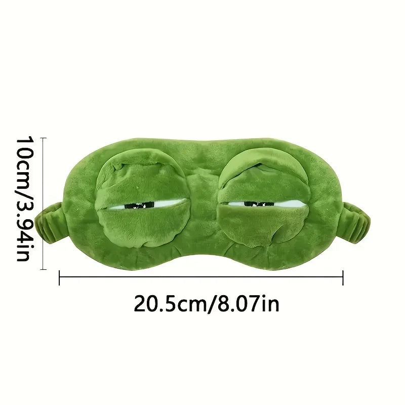3D Frog Plush Sleep Mask – Soft Cotton Travel Blindfold (Made in USA)
