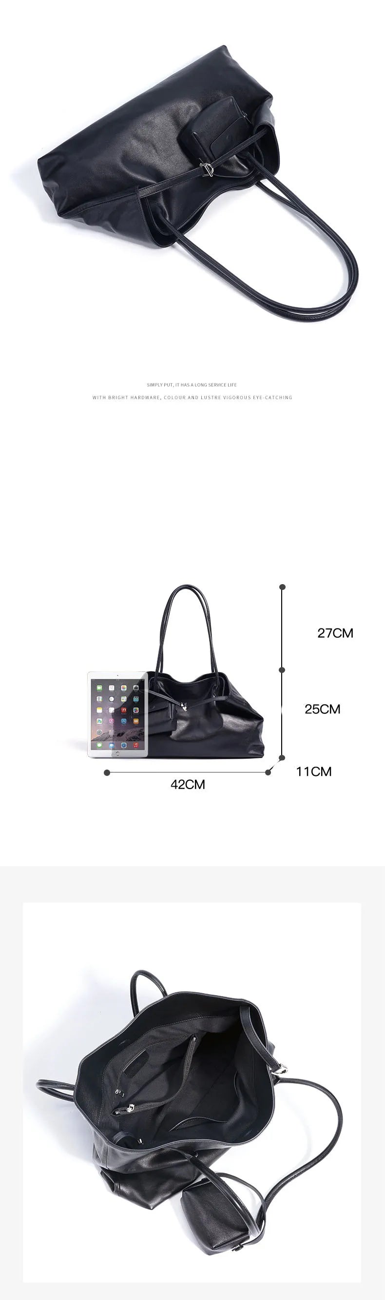 2026 Women's Top Grain Leather Tote Indie Inspired Shoulder Purse Large Capacity Commuting Crossbody Bag Contemporary Daily Use