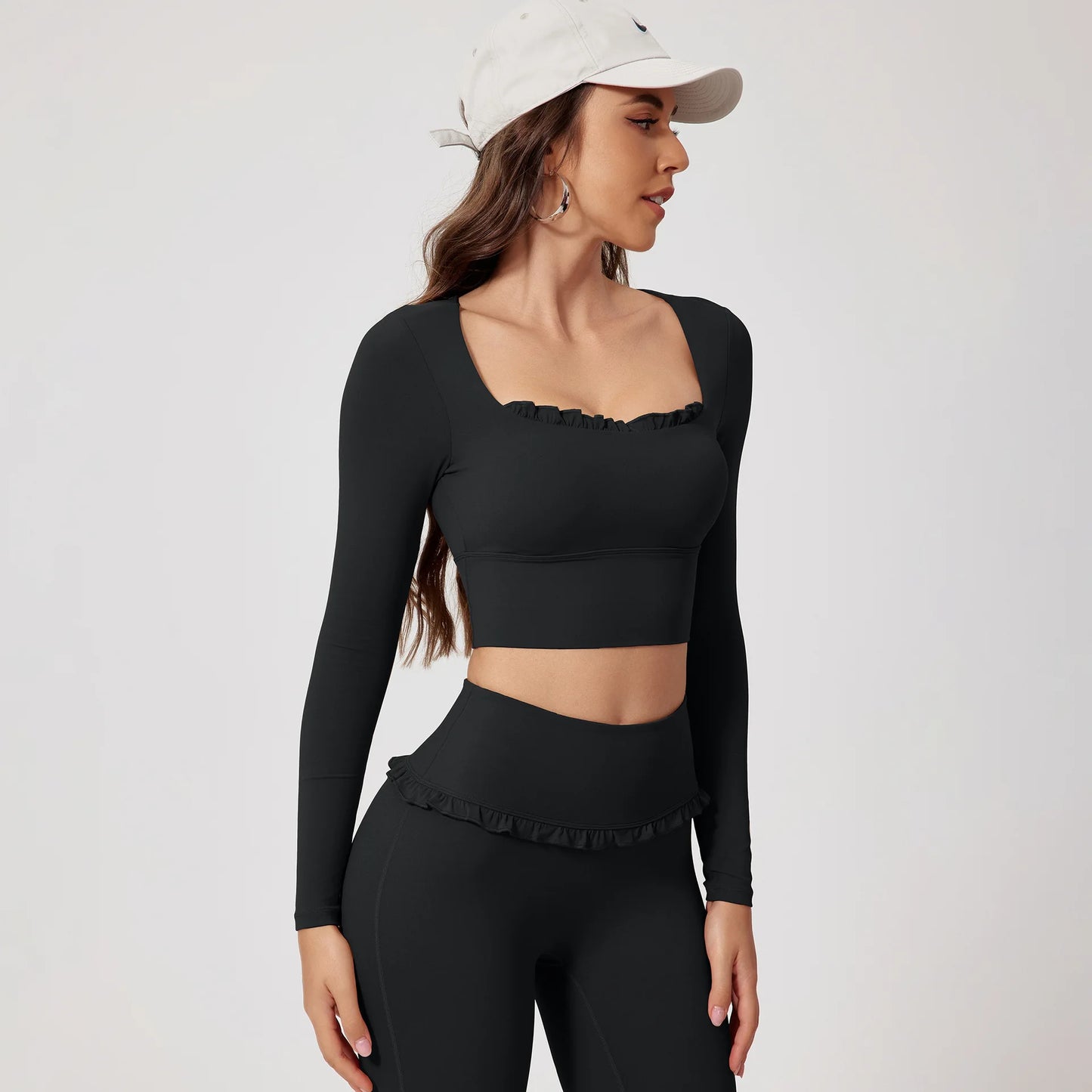 Premium Women’s 2-Piece Yoga & Gym Set – Long Sleeve Quick-Dry Sportswear