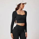 Premium Women’s 2-Piece Yoga & Gym Set – Long Sleeve Quick-Dry Sportswear